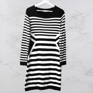 Calvin Klein Chic Striped Black and Whit Dress Size M